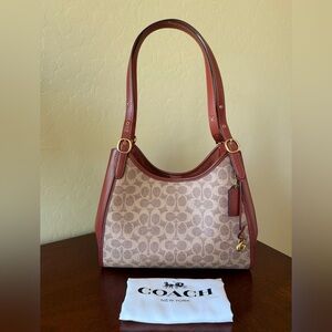 NWT Coach C4825 Lori Shoulder Bag In Signature Canvas & Calf Leather-Tan Rust